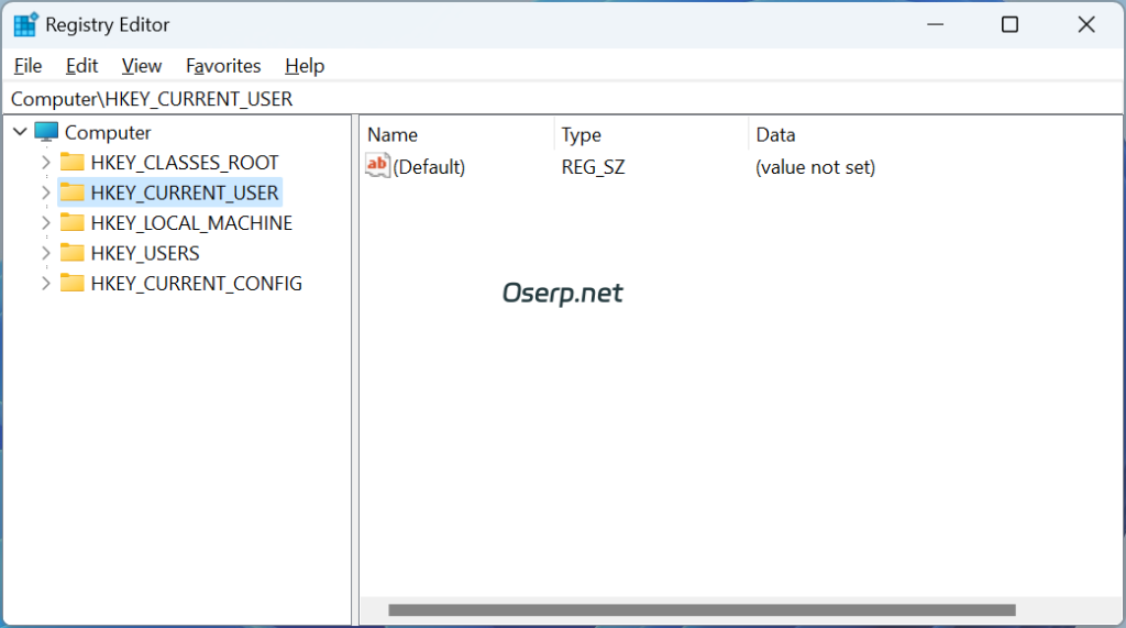 Windows注册表编辑器显示了五个根键。